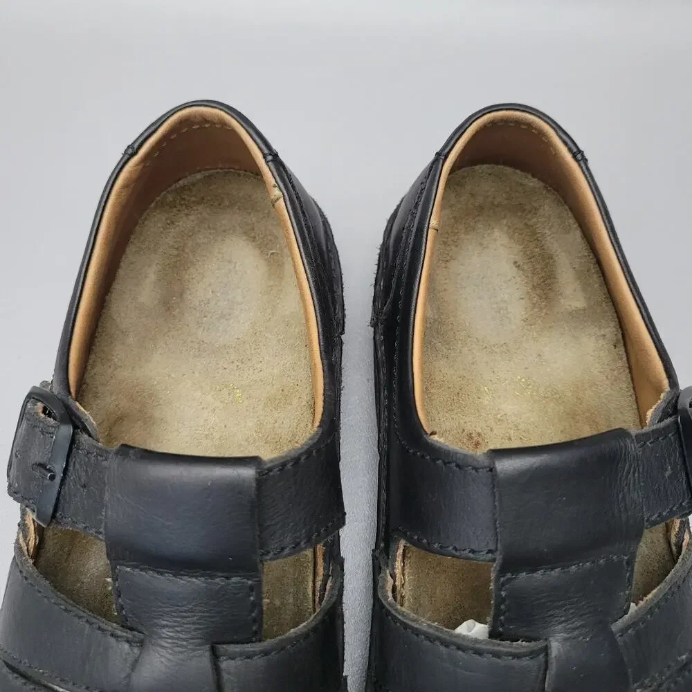 Birkenstock 42 Mens Closed Toe Fisherman Black Sandals Leather Size 9 US
